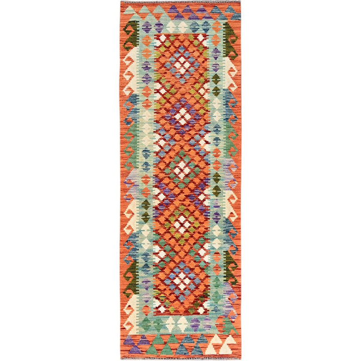 2'2" x 6'6" New Hand Woven Orange Wool Runner Oriental Rug - MOA1021158