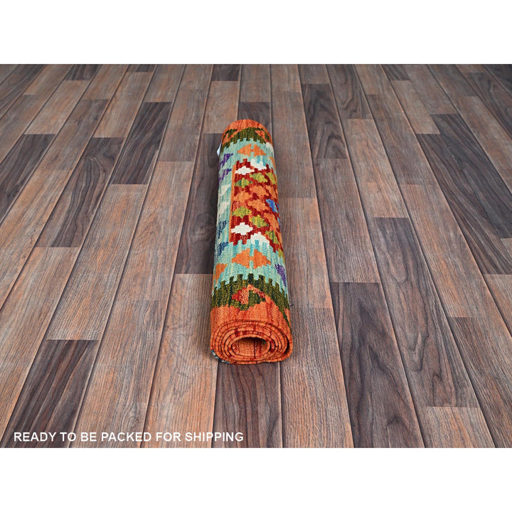 2'2" x 6'6" New Hand Woven Orange Wool Runner Oriental Rug - MOA1021158