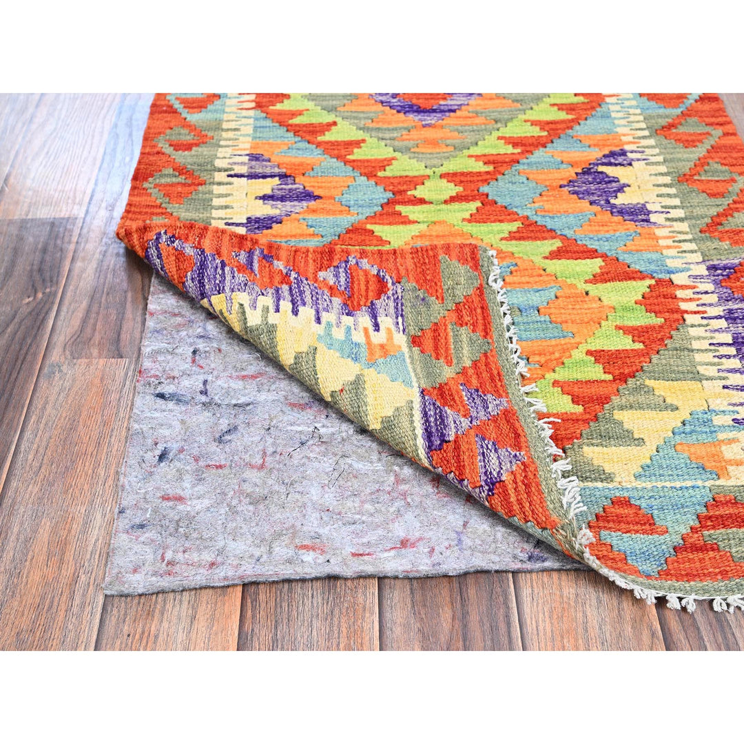 2'1" x 6'3" New Hand Woven Orange Wool Runner Oriental Rug - MOA1021159