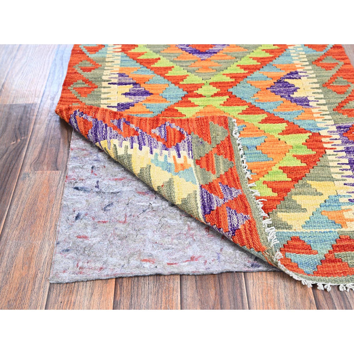 2'1" x 6'3" New Hand Woven Orange Wool Runner Oriental Rug - MOA1021159