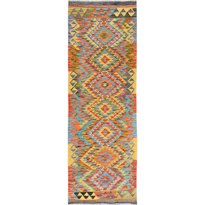 2'2" x 6'7" New Hand Woven Orange Wool Runner Oriental Rug - MOA1021160