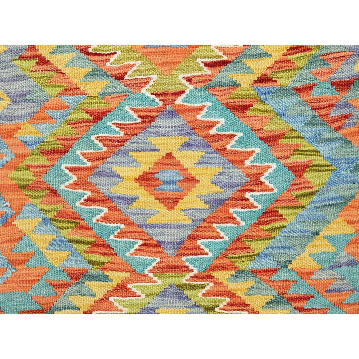 2'2" x 6'7" New Hand Woven Orange Wool Runner Oriental Rug - MOA1021160