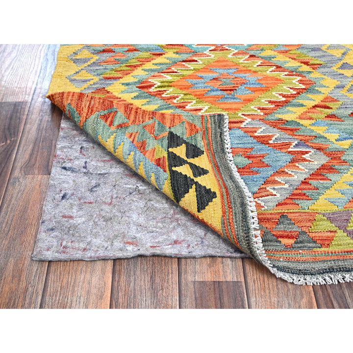 2'2" x 6'7" New Hand Woven Orange Wool Runner Oriental Rug - MOA1021160