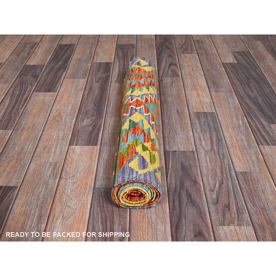 2'2" x 6'7" New Hand Woven Orange Wool Runner Oriental Rug - MOA1021160