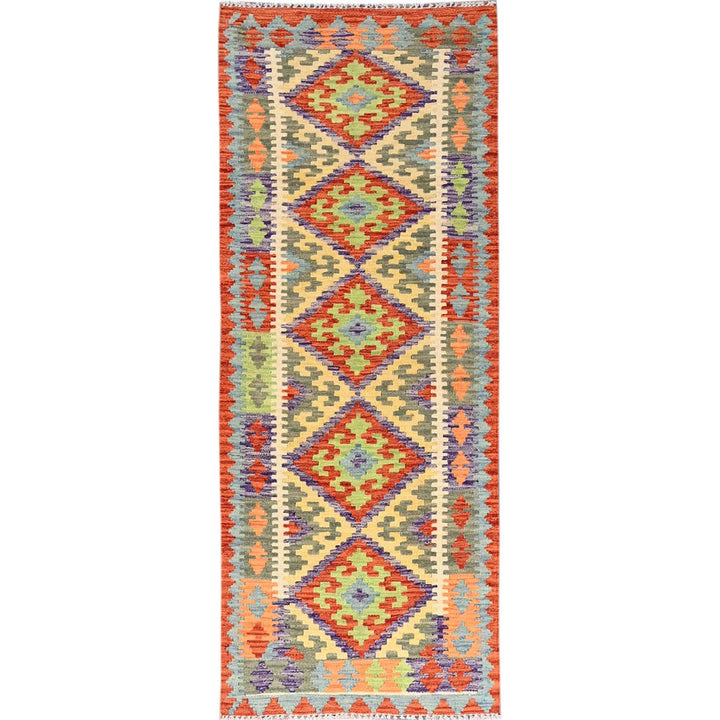 2'4" x 6'2" New Hand Woven Orange Wool Runner Oriental Rug - MOA1021161