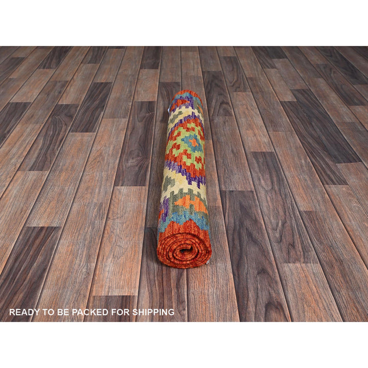 2'4" x 6'2" New Hand Woven Orange Wool Runner Oriental Rug - MOA1021161