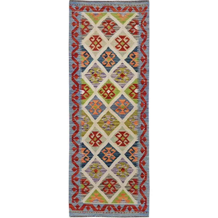 2'4" x 6'6" New Hand Woven Ivory Wool Runner Oriental Rug - MOA1021162