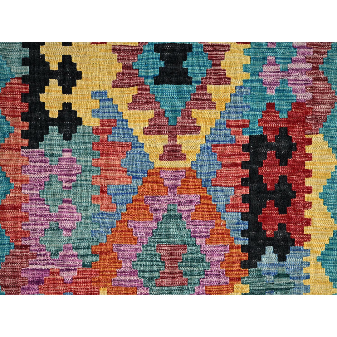 2'8" x 9'7" New Hand Woven Blue Wool Runner Oriental Rug - MOA1021163