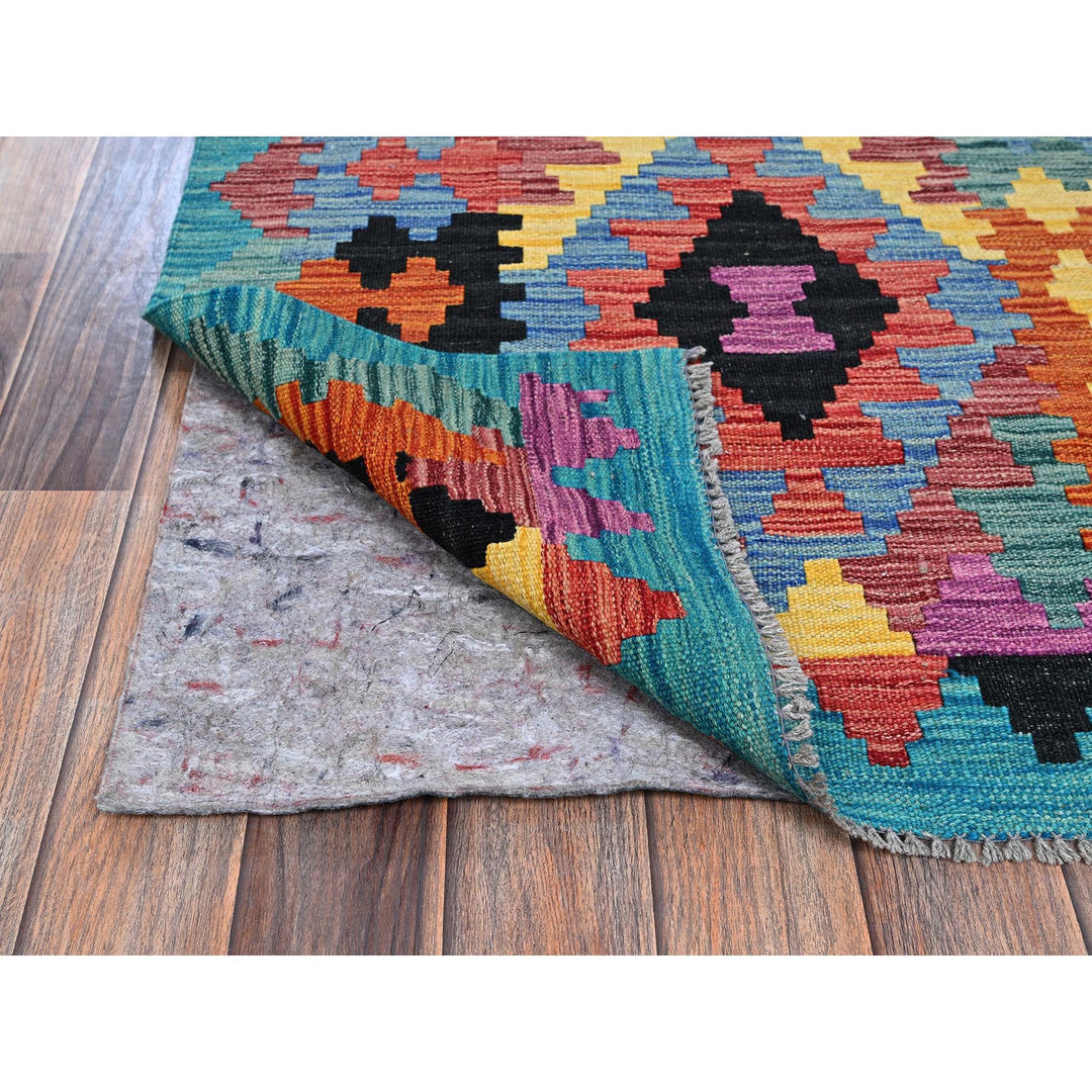 2'8" x 9'7" New Hand Woven Blue Wool Runner Oriental Rug - MOA1021163