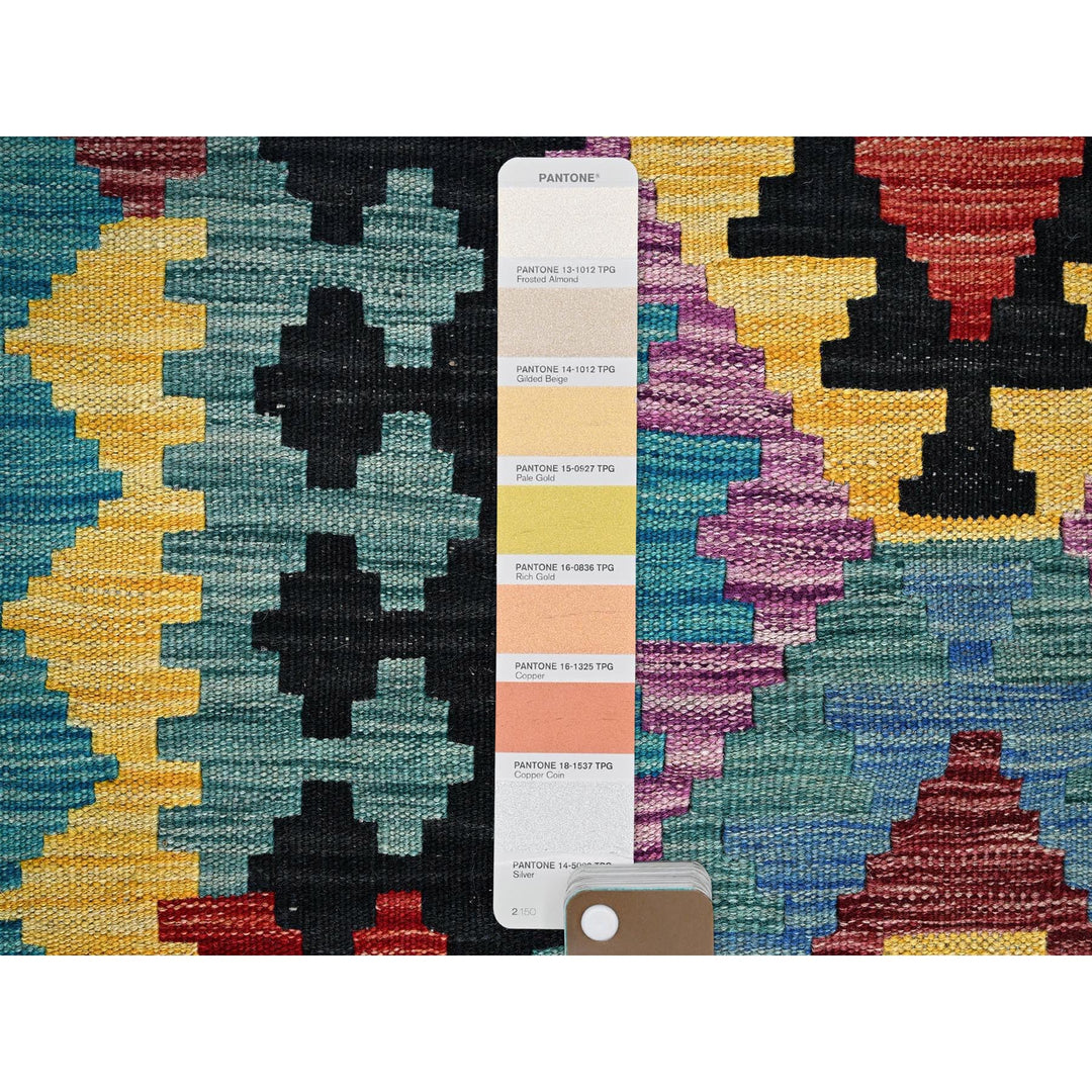 2'8" x 9'7" New Hand Woven Blue Wool Runner Oriental Rug - MOA1021163