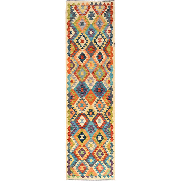 2'7" x 9'7" New Hand Woven Beige Wool Runner Oriental Rug - MOA1021165