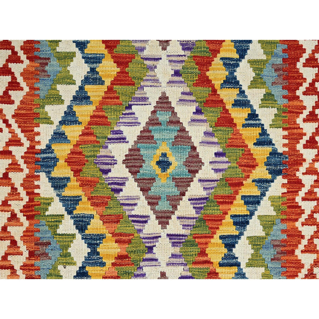 2'8" x 9'7" New Hand Woven Ivory Wool Runner Oriental Rug - MOA1021166