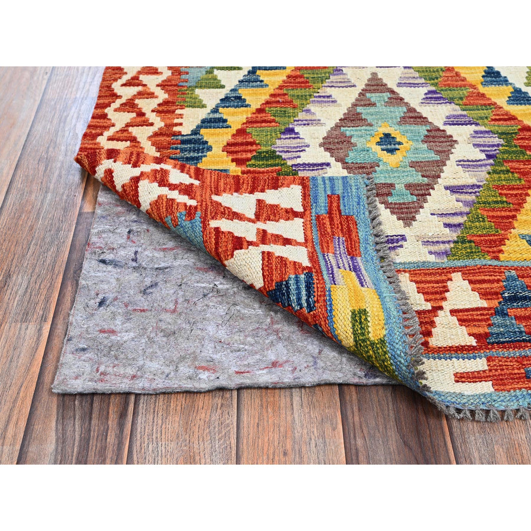 2'8" x 9'7" New Hand Woven Ivory Wool Runner Oriental Rug - MOA1021166