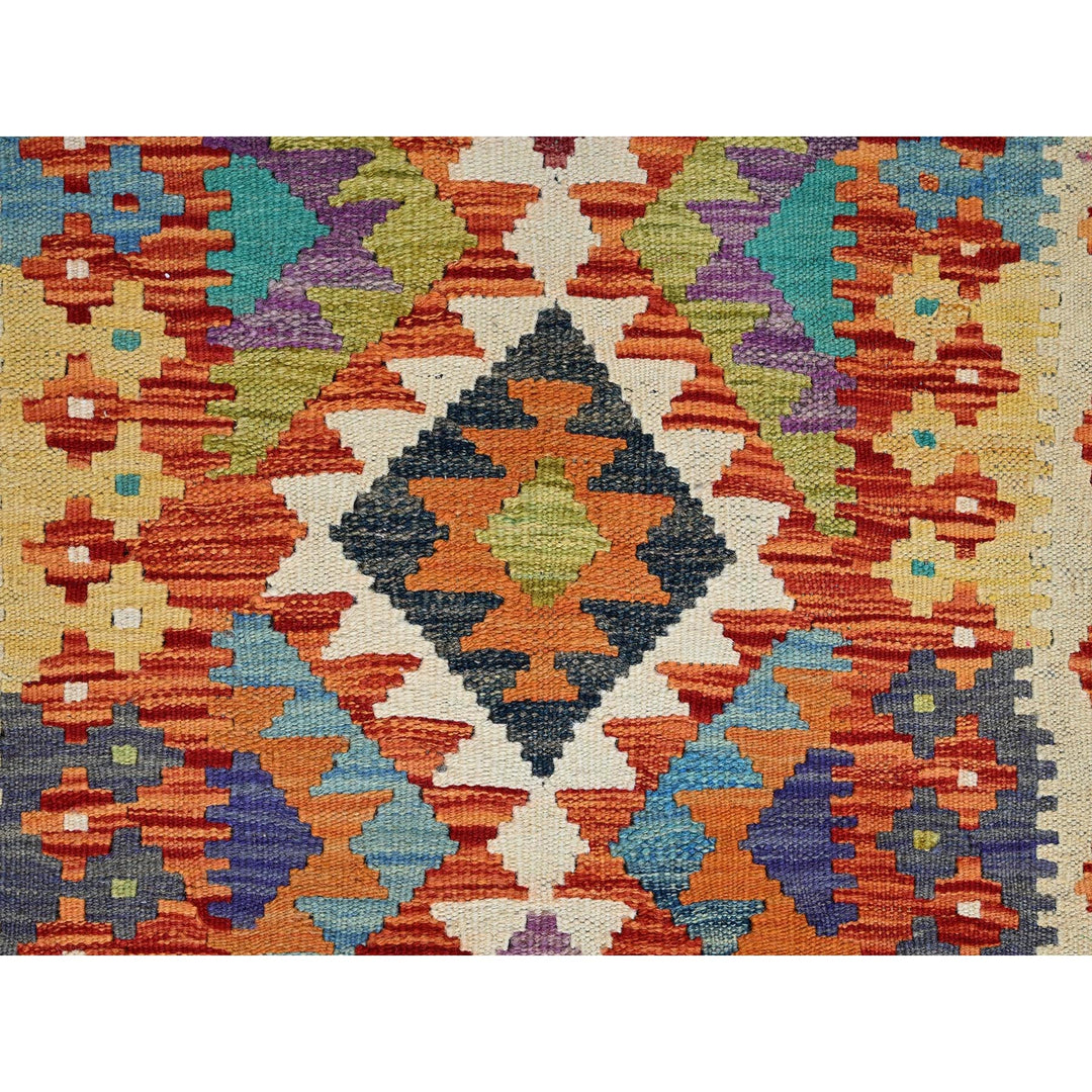 2'8" x 9'7" New Hand Woven Orange Wool Runner Oriental Rug - MOA1021168