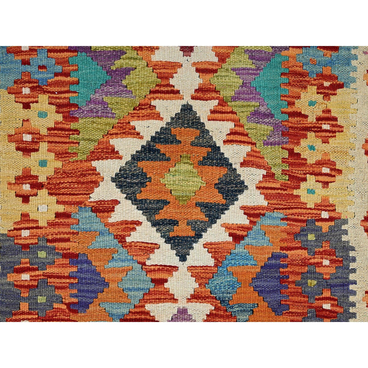 2'8" x 9'7" New Hand Woven Orange Wool Runner Oriental Rug - MOA1021168