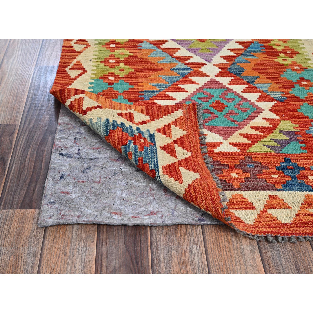 2'8" x 9'7" New Hand Woven Orange Wool Runner Oriental Rug - MOA1021168