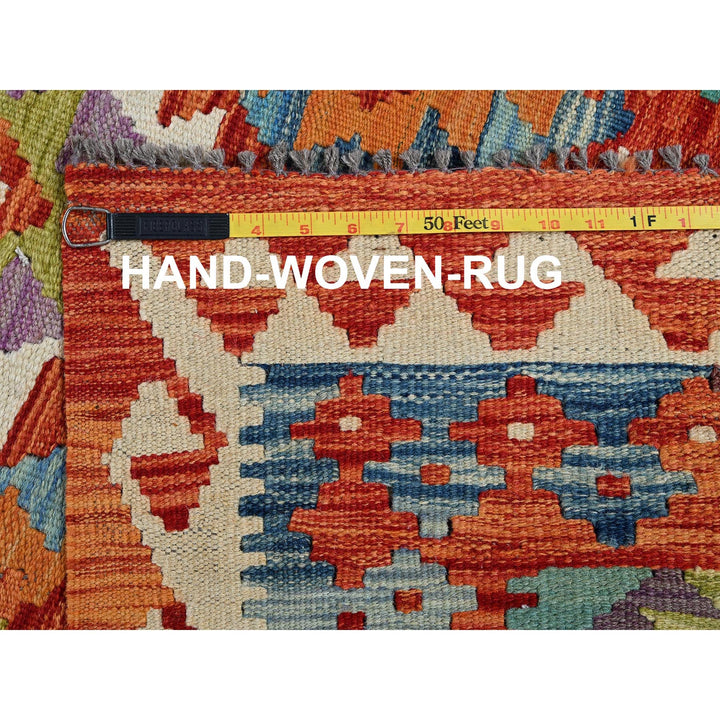 2'8" x 9'7" New Hand Woven Orange Wool Runner Oriental Rug - MOA1021168