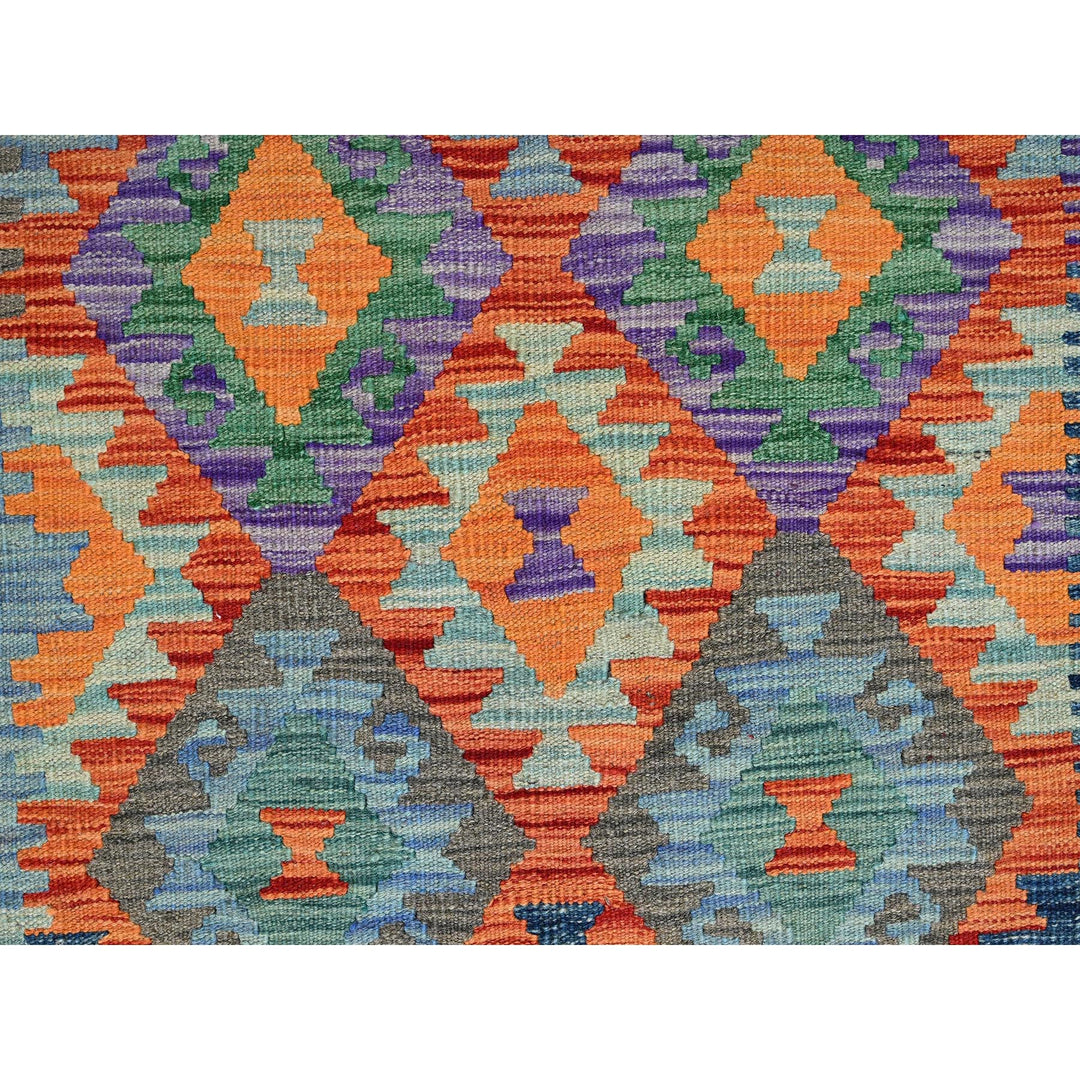 2'10" x 9'9" New Hand Woven Blue Wool Runner Oriental Rug - MOA1021169