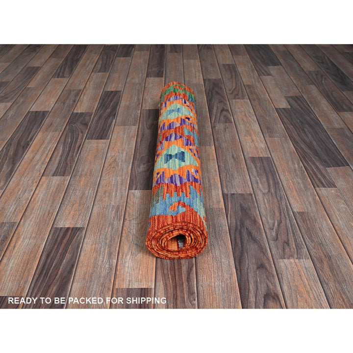 2'10" x 9'9" New Hand Woven Blue Wool Runner Oriental Rug - MOA1021169