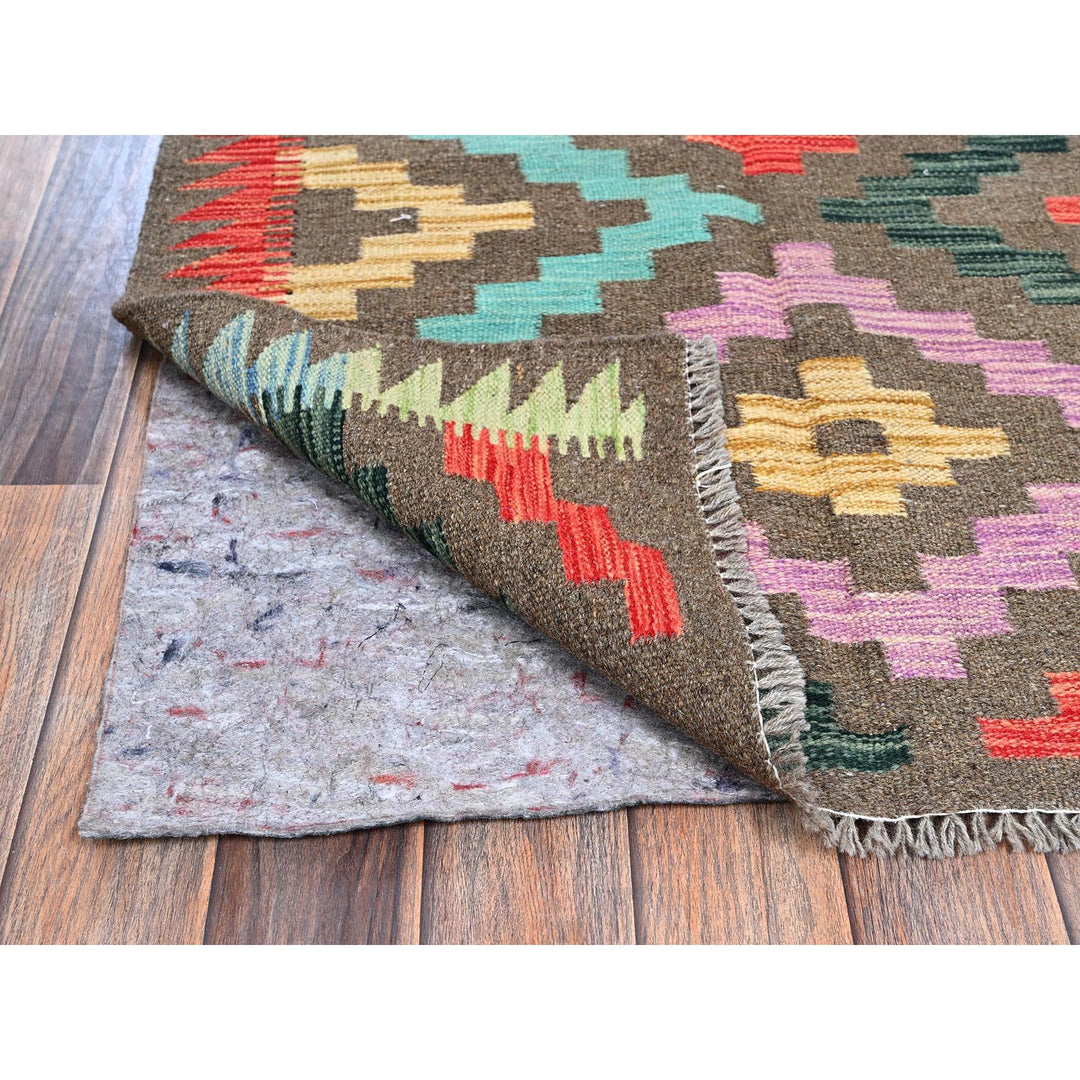 2'9" x 9'10" New Hand Woven Grey Wool Runner Oriental Rug - MOA1021170