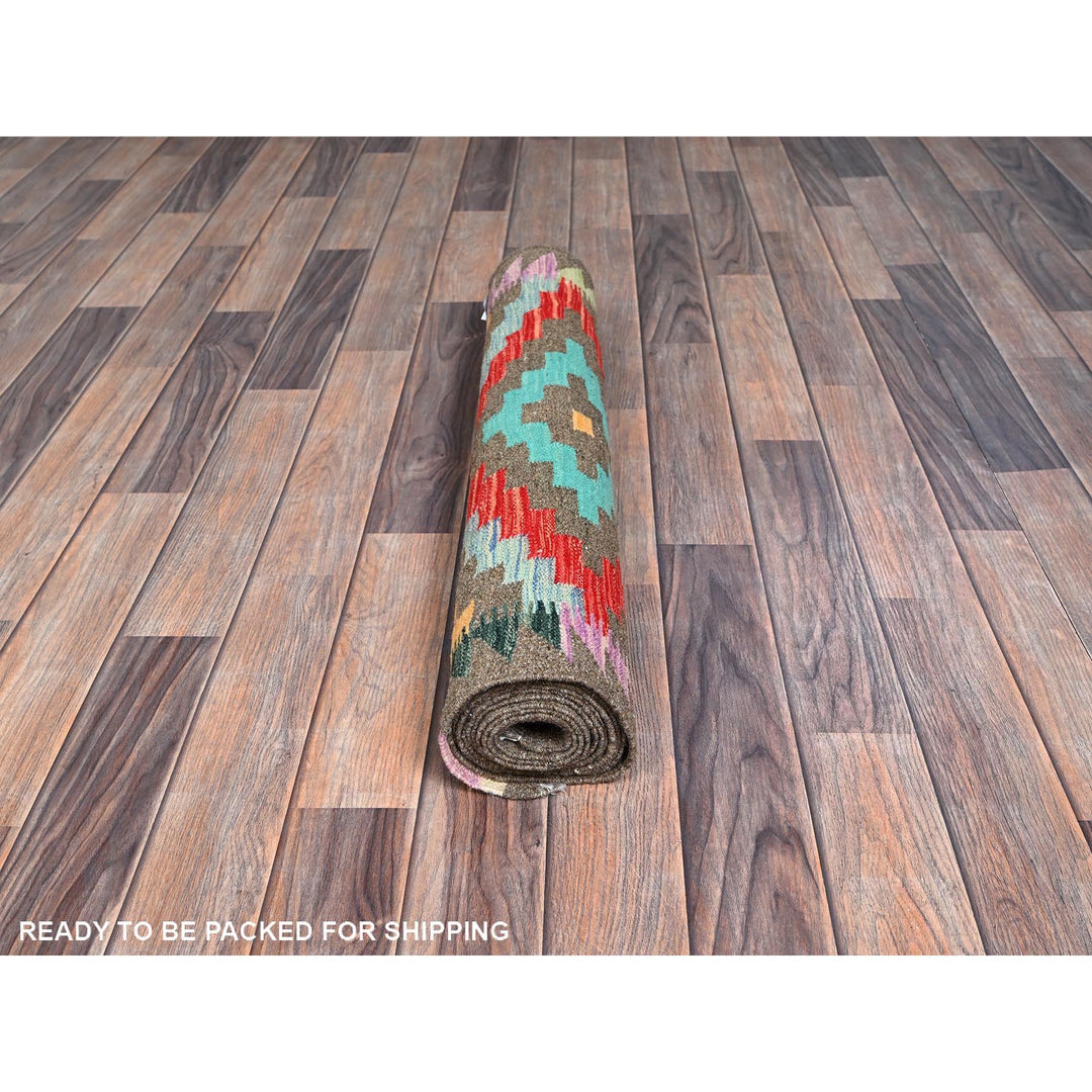 2'9" x 9'10" New Hand Woven Grey Wool Runner Oriental Rug - MOA1021170