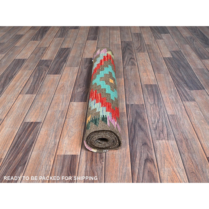 2'9" x 9'10" New Hand Woven Grey Wool Runner Oriental Rug - MOA1021170