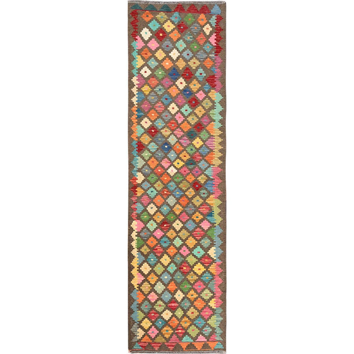 2'7" x 9'8" New Hand Woven Brown Wool Runner Oriental Rug - MOA1021171