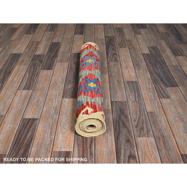 2'8" x 9'5" New Hand Woven Blue Wool Runner Oriental Rug - MOA1021172