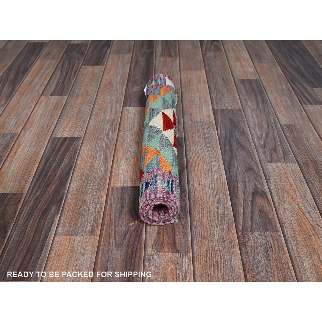 1'11" x 2'11" New Hand Woven Teal Wool Rectangle Oriental Rug - MOA1021174