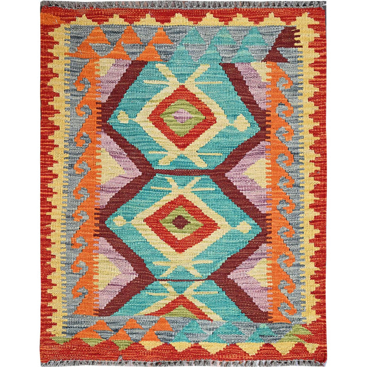 2'2" x 2'9" New Hand Woven Green Wool Rectangle Oriental Rug - MOA1021176