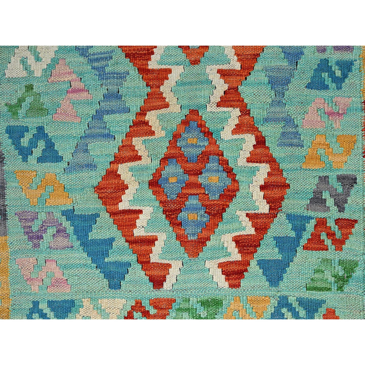 2'0" x 2'11" New Hand Woven Green Wool Rectangle Oriental Rug - MOA1021177