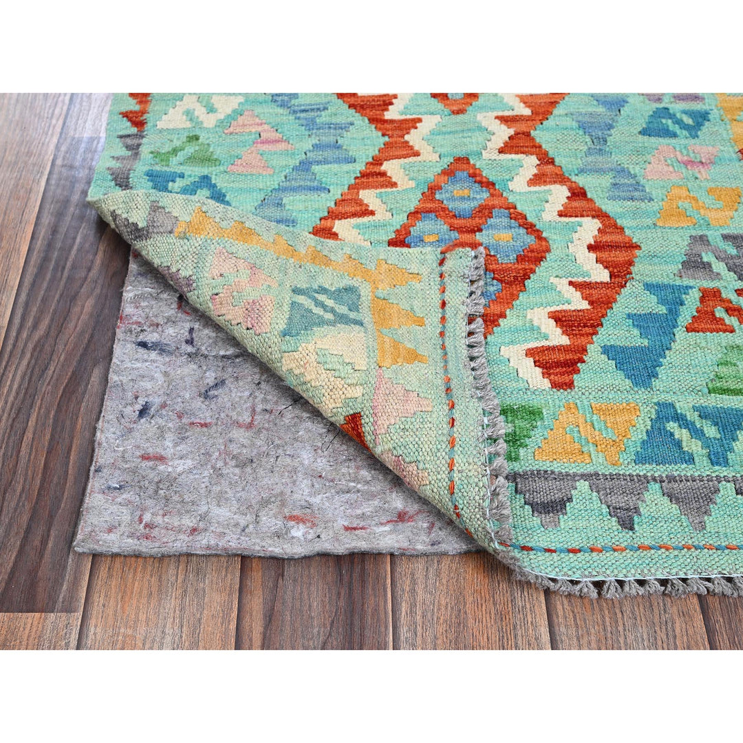 2'0" x 2'11" New Hand Woven Green Wool Rectangle Oriental Rug - MOA1021177