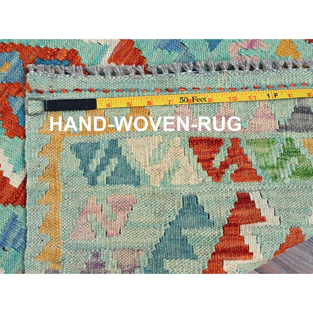 2'0" x 2'11" New Hand Woven Green Wool Rectangle Oriental Rug - MOA1021177