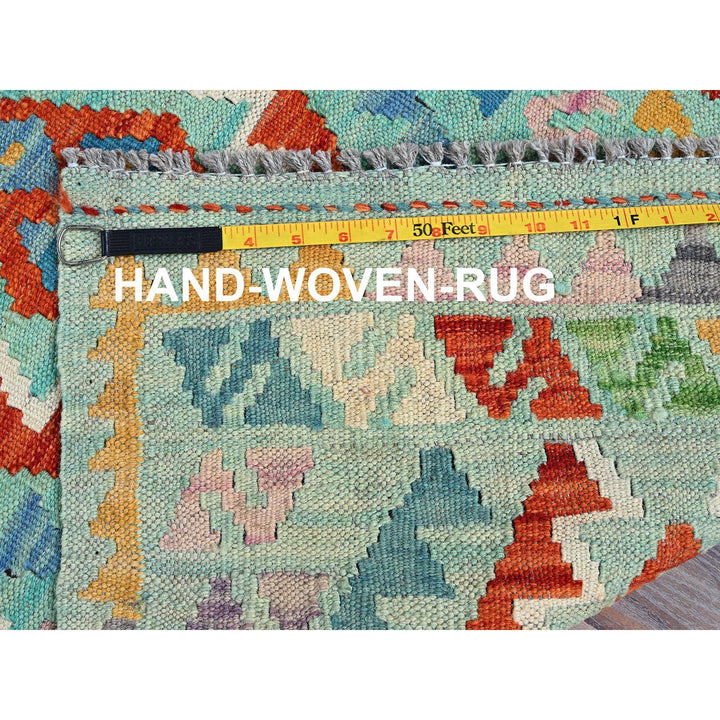 2'0" x 2'11" New Hand Woven Green Wool Rectangle Oriental Rug - MOA1021177