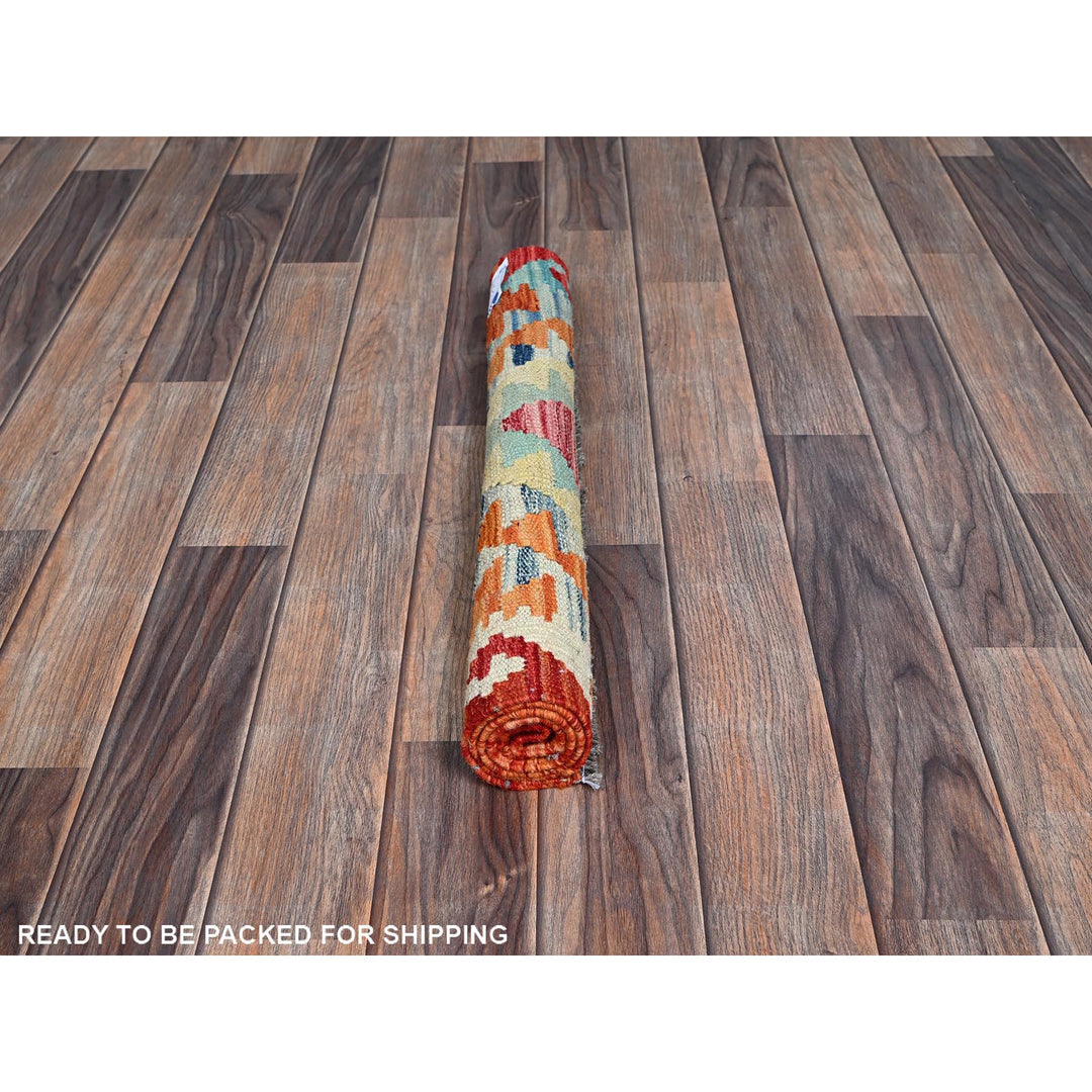 2'1" x 2'11" New Hand Woven Orange Wool Rectangle Oriental Rug - MOA1021181