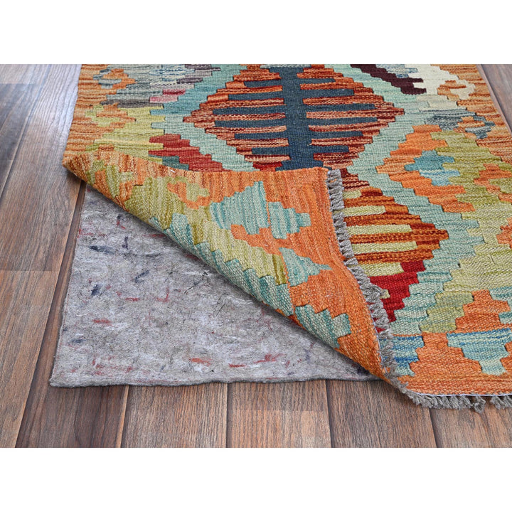 1'11" x 2'11" New Hand Woven Orange Wool Rectangle Oriental Rug - MOA1021182