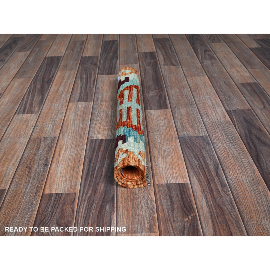 1'11" x 2'11" New Hand Woven Orange Wool Rectangle Oriental Rug - MOA1021182