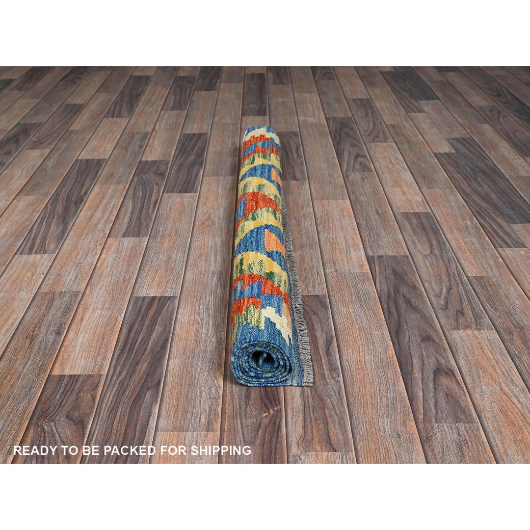 3'5" x 4'11" New Hand Woven Blue Wool Rectangle Oriental Rug - MOA1021183