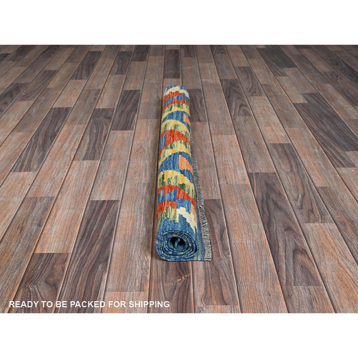 3'5" x 4'11" New Hand Woven Blue Wool Rectangle Oriental Rug - MOA1021183