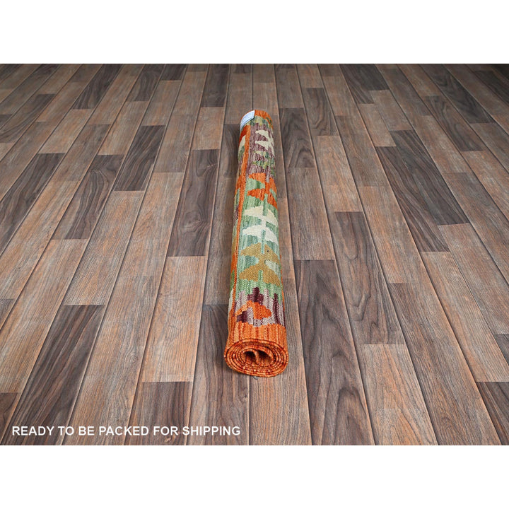 3'6" x 5'2" New Hand Woven Orange Wool Rectangle Oriental Rug - MOA1021188