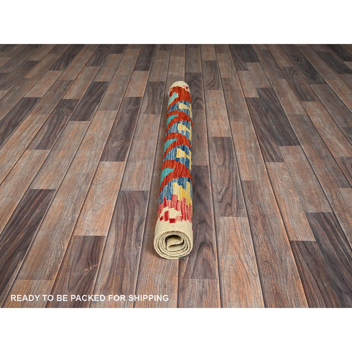 3'4" x 4'9" New Hand Woven Orange Wool Rectangle Oriental Rug - MOA1021189