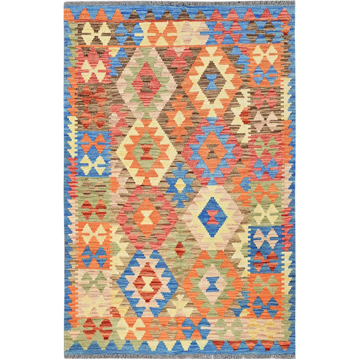 3'3" x 4'11" New Hand Woven Multicolored Wool Rectangle Oriental Rug - MOA1021190