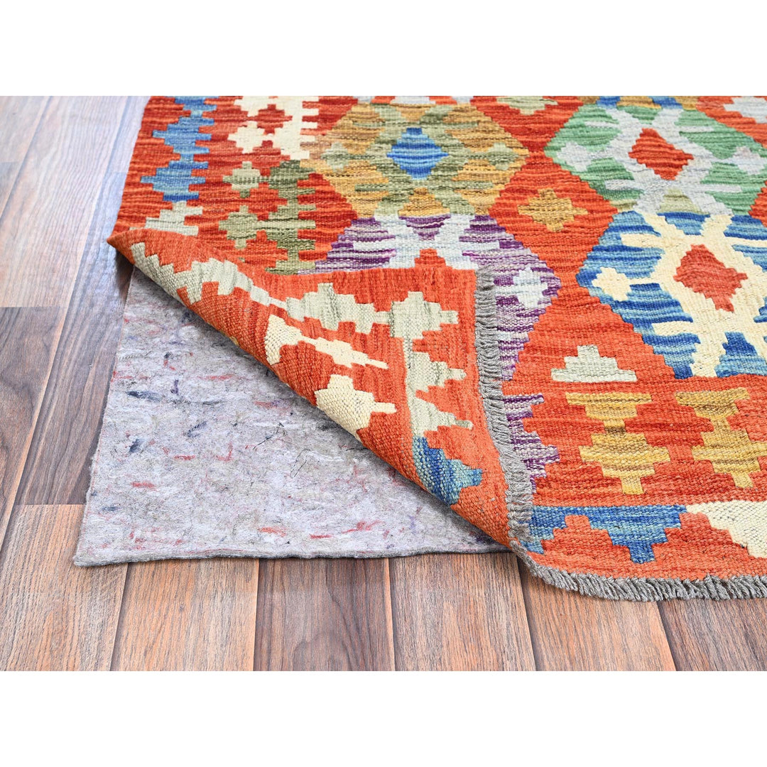 4'1" x 6'5" New Hand Woven Orange Wool Rectangle Oriental Rug - MOA1021192