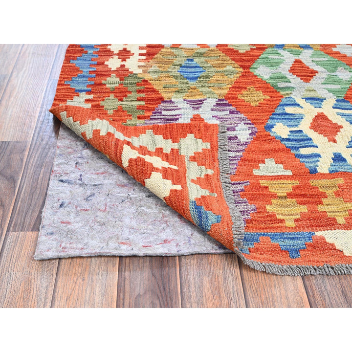 4'1" x 6'5" New Hand Woven Orange Wool Rectangle Oriental Rug - MOA1021192