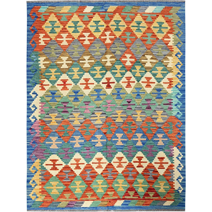 5'0" x 6'6" New Hand Woven Multicolored Wool Rectangle Oriental Rug - MOA1021200