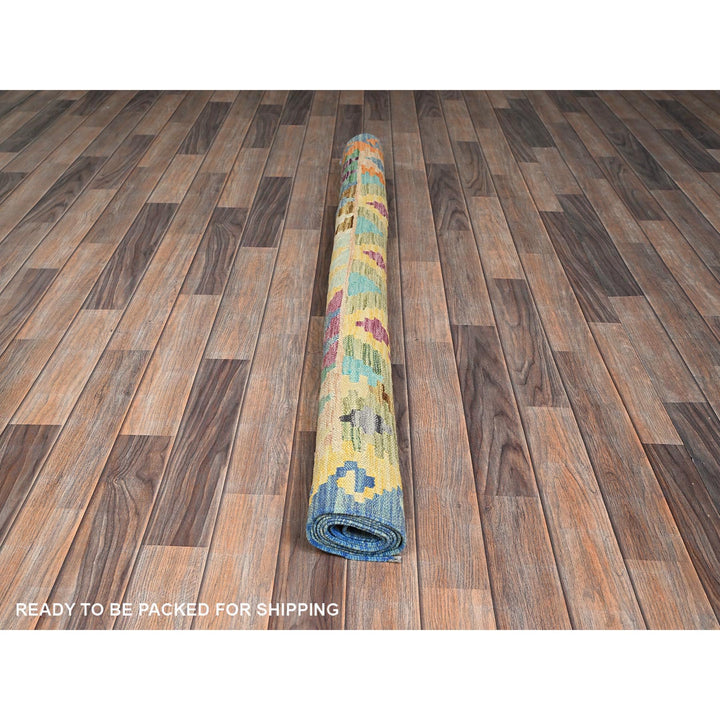 5'0" x 6'4" New Hand Woven Blue Wool Rectangle Oriental Rug - MOA1021203