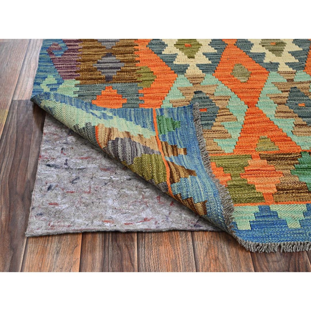 5'0" x 6'4" New Hand Woven Orange Wool Rectangle Oriental Rug - MOA1021206