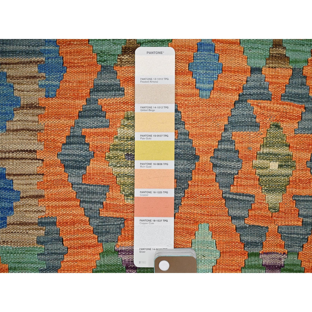 5'0" x 6'4" New Hand Woven Orange Wool Rectangle Oriental Rug - MOA1021206