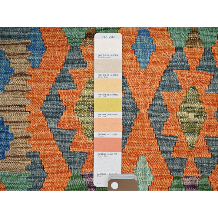 5'0" x 6'4" New Hand Woven Orange Wool Rectangle Oriental Rug - MOA1021206