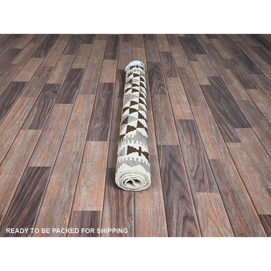 3'4" x 4'9" New Hand Woven Ivory Wool Rectangle Oriental Rug - MOA1021208